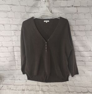 Madewell Asherton Alapaca Blend Brown Henley Sweater Large